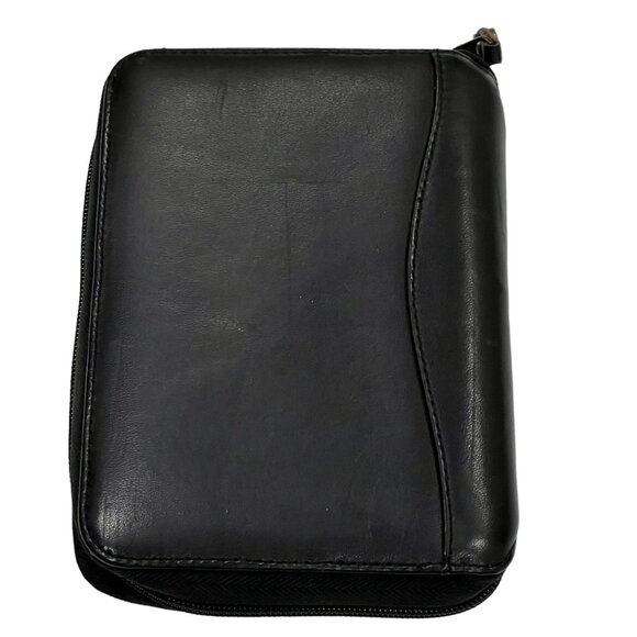 Franklin Covey Vintage Black Leather Full Zip Around Planner Organizer Compact S - Picture 2 of 10